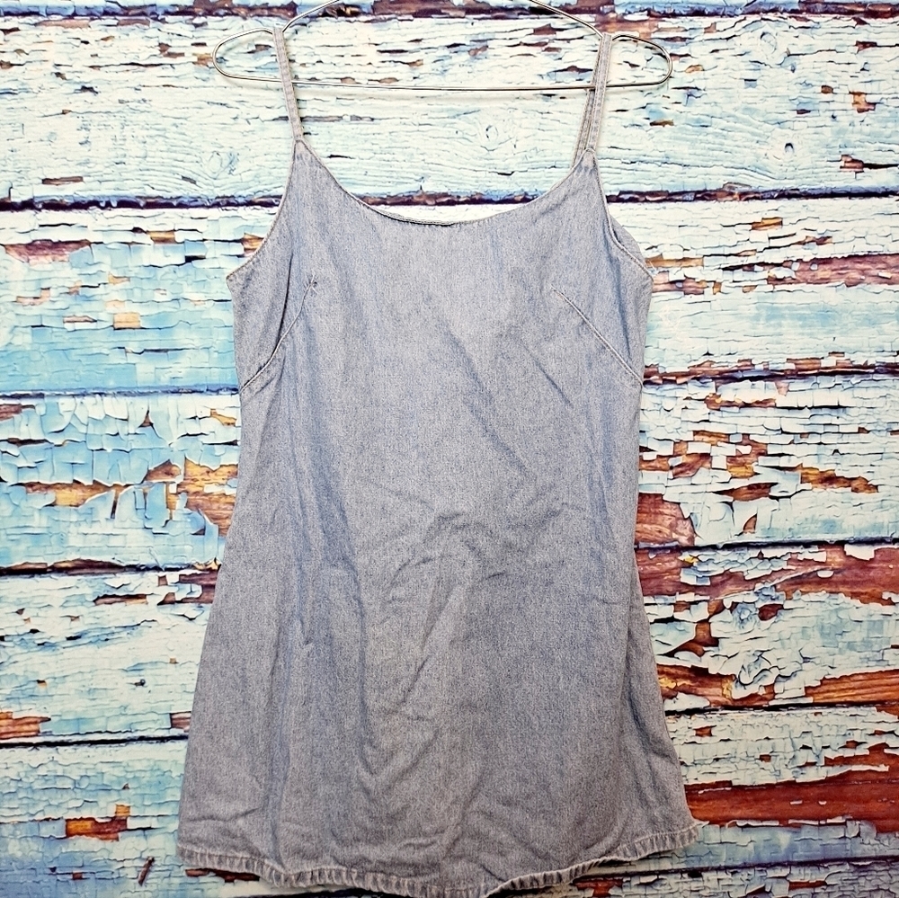 VTG BWB Best World Brand‎ Denim  ZIP Up BACK Sleeveless Dress